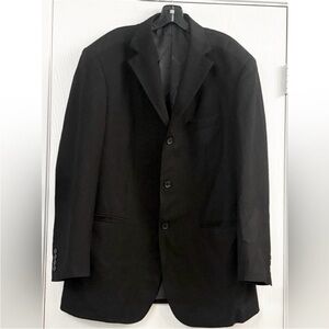 Ermenegildo Zegna Black Wool Blend Blazer Three Button Classic Blazer Size 56R